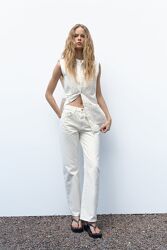 Прямые джинсы с высокой посадкой Zara, 44р, оригинал 