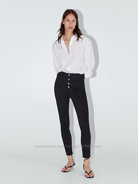 Черные джинсы с высокой посадкой ZARA WOMAN, 34р, оригинал
