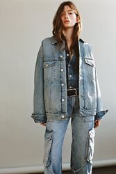 Утепленная джинсовая куртка оверсайз Zara, XS-S, M-L, XL-XXL, оригинал