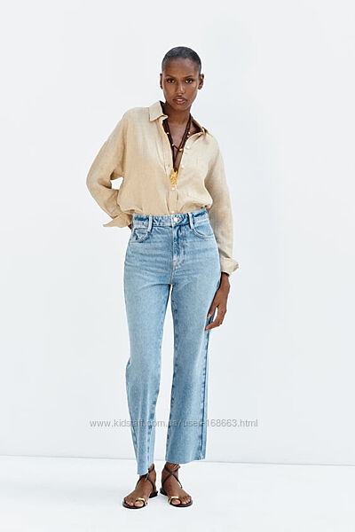 Прямые джинсы с высокой посадкой Zara, 36, 42р, оригинал