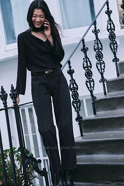 Прямі чорні джинси від Zara, 38, 44р, оригінал