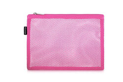 Косметичка сетка дорожная розовая pink mesh 22 х 16 см makeup рожева космет