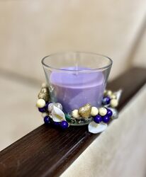 Декоративна ароматична свічка у склянці ароматическая свеча фиолетовая