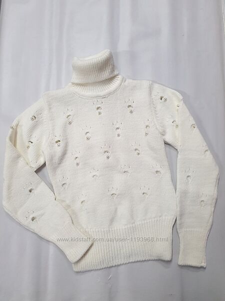 Белый вязаный свитер на девочек полушерсть HOPE Турция