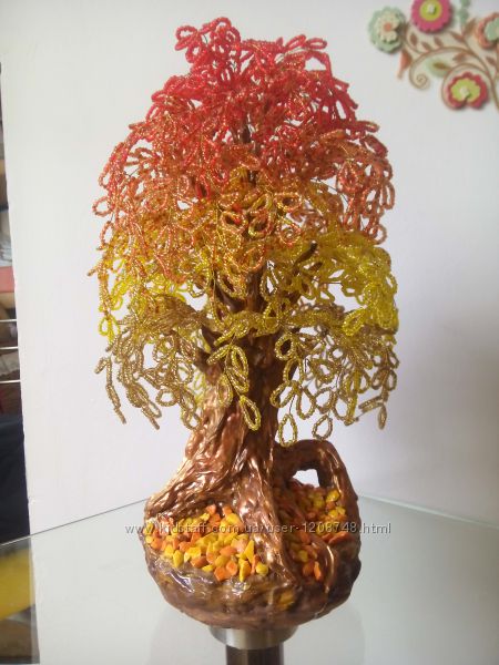 Огненное дерево из бисера ручной работы