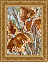 Картина Ирисы цветы в золотой раме