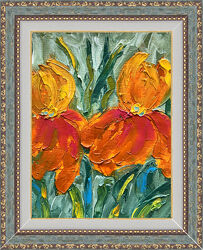 Картина Ирисы яркие цветы в рамочке 