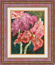 Картина с ирисами в рамке живопись маслом цветы импрессионизм