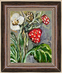 Картина земляника в раме Клубника лесные ягоды в рамочке 