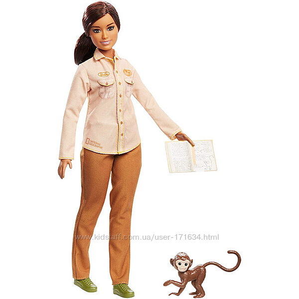 Кукла Барби зоолог с обезьянкой  Barbie National Geographic Wildlife Doll