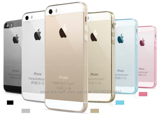 Прозрачный и золотой тонкий силиконовый чехол iphone 4 4s 5 5s