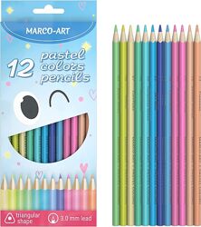 Олівці кольорові пастельні кольори Marco-Art 12 кольорів