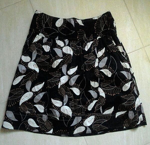 Пышная демисезонная брендовая юбка с широким  поясом и карманами по бокам 