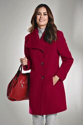 Шерстяное немецкое женское, демисезонное, фирменное пальто винного цвета