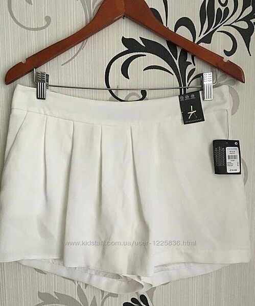 Летние стильные, повседневные белые шорты-юбка
