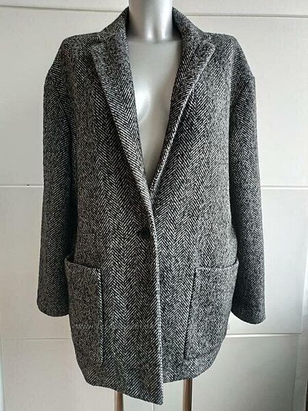 Брендовое женское теплое шерстяное демисезонное пальто-пиджак