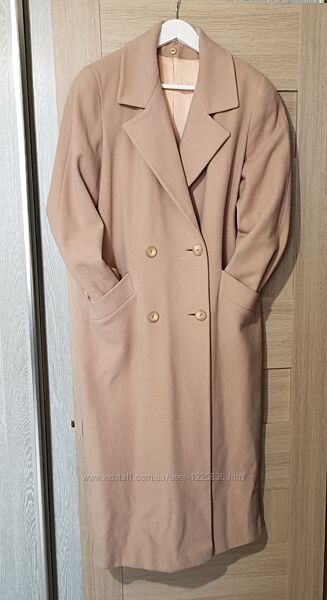 Демисезонное длинное женское брендовое натуральное шерстяное пальто