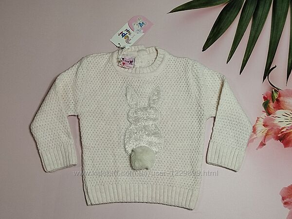 Красивый свитер с зайчиком для девочки 1/2 года