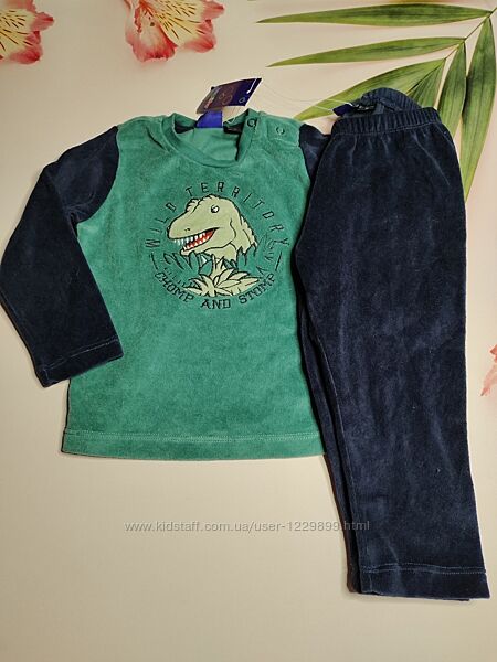 Яскрава велюрова піжама Lupilu для хлопчика 1-2 роки з динозавром