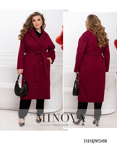 Женское стильное демисезонное пальто. Большие размеры до 66