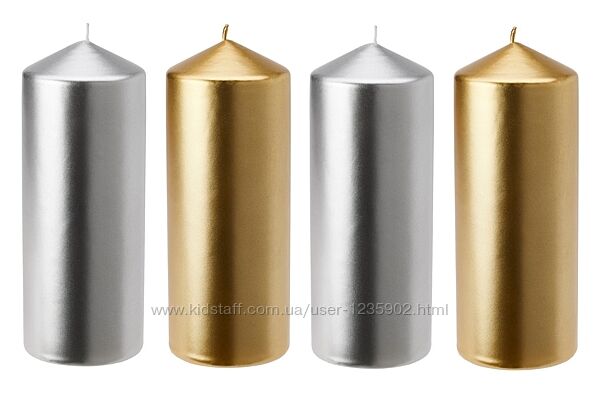 Ikea Fenomen свічка без запаху, горить 70 годин, срібна та золота