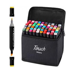 Набір двосторонніх скетч маркерів для малювання Touch 60 шт