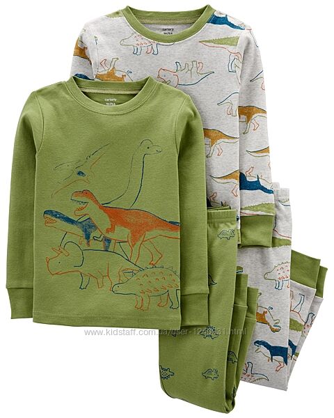 Пижамы из 100 хлопка с динозаврами Из 4 предметов