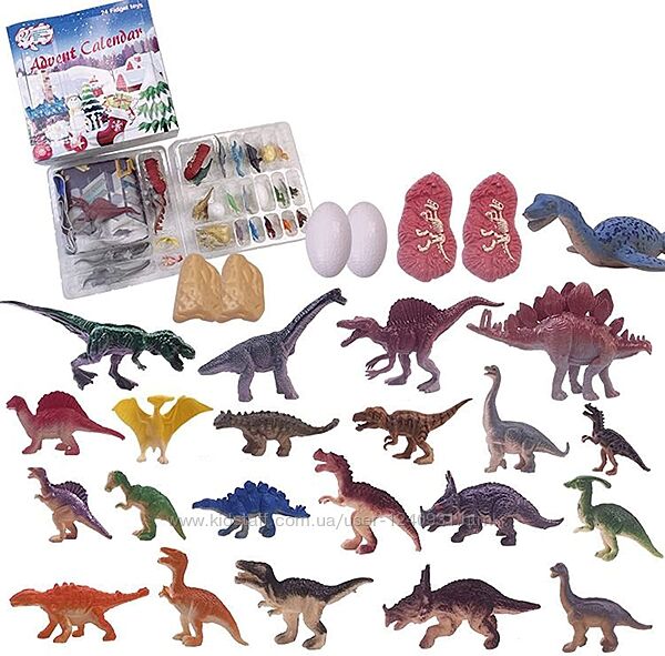 Адвент-календар, динозаври, різдвяний календар зі зворотним відліком, 28 шт