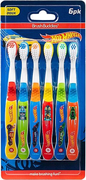 Набір зубних щіток Brush Buddies Hot Wheels 6 шт. , для малюків 2-4 років
