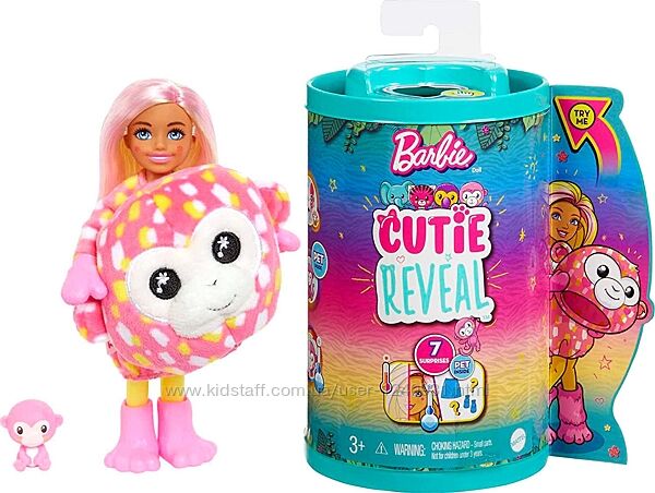 Лялька Barbie Cutie Reveal Chelsea, плюшевий костюм мавпочки Jungle Series