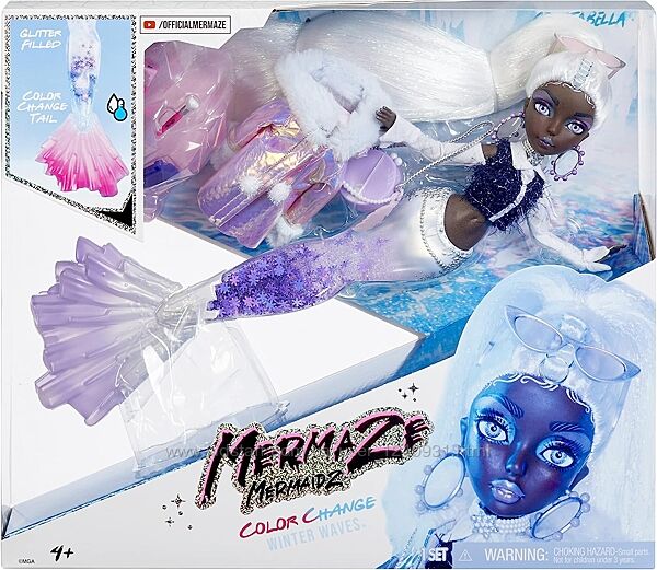 Лялька русалка Mermaid Winter Waves Crystabella, змінює колір