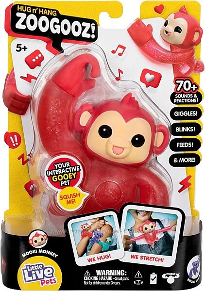 Little Live Pets Hug n&acute Hang Zoogooz - Mookie Monkey інтерактивна мавпочка 