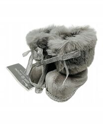 Чобітки SHOES, хутро велюр, новорічний декор, дитячий, сірий