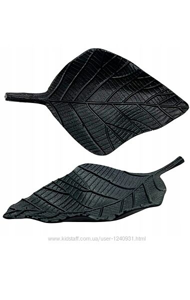 Декоративна підставка, листок, чорна, 17 см, метал