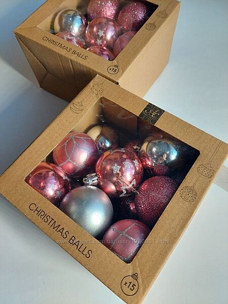 Набір новорічних куль на ялинку 15 шт.