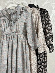 Платья шифон с длинным рукавом 2-15 лет