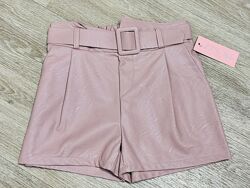 Шорты экокожа с поясом Италия