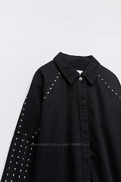 Джинсова куртка-сорочка Zara із заклепками XS, S, M