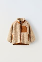 Контрастна куртка зі штучної овчини zara 4-5 років 110 см
