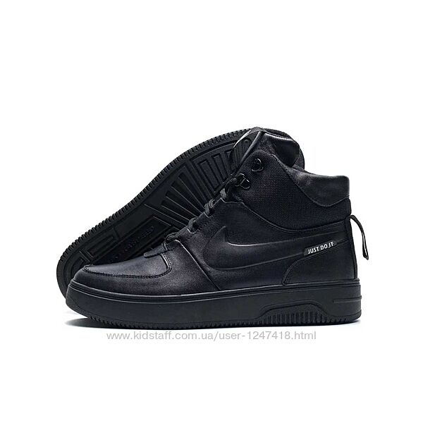 Мужские зимние кожаные ботинки NIKE Black Leather NВ14-1