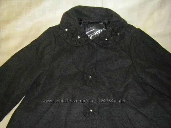 Дизайнерское серое и черное пальто куколке роста 98-104