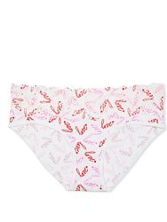 Victoria s Secret XS Lace-Waist Cotton Hiphugger Panty Print Love трусики