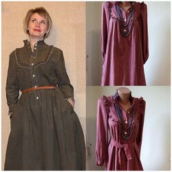 Винтажное коттоновое платье с длинным рукавом Англия