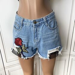 Джинсовые шорты с сеткой Y. S. D р. М