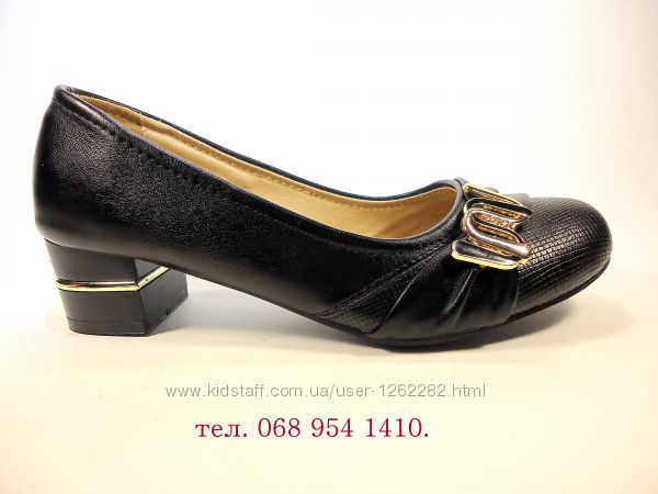 Туфли женские черные на устойчивом каблуке. Размер 36-41
