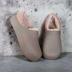 Легенькі, зручні утеплені шльопанці шоколад чорні беж нюд сірі