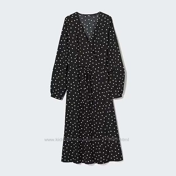 Сукня uniqlo в горошок rap dotted long sleeved dress S