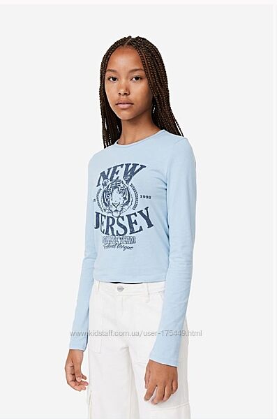 Реглан лонгслив, топ з принтом h&m 170 см