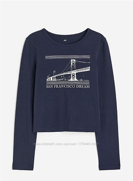Реглан, лонгслив, топ з принтом h&m 170 см