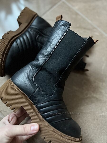 Зимові шкіряні сапожки р.33